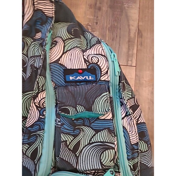 Kavu Rope Bag Ocean Wave Sling Bag Blues Greens Crossbody Shoulder Bag Travel - Picture 2 of 8